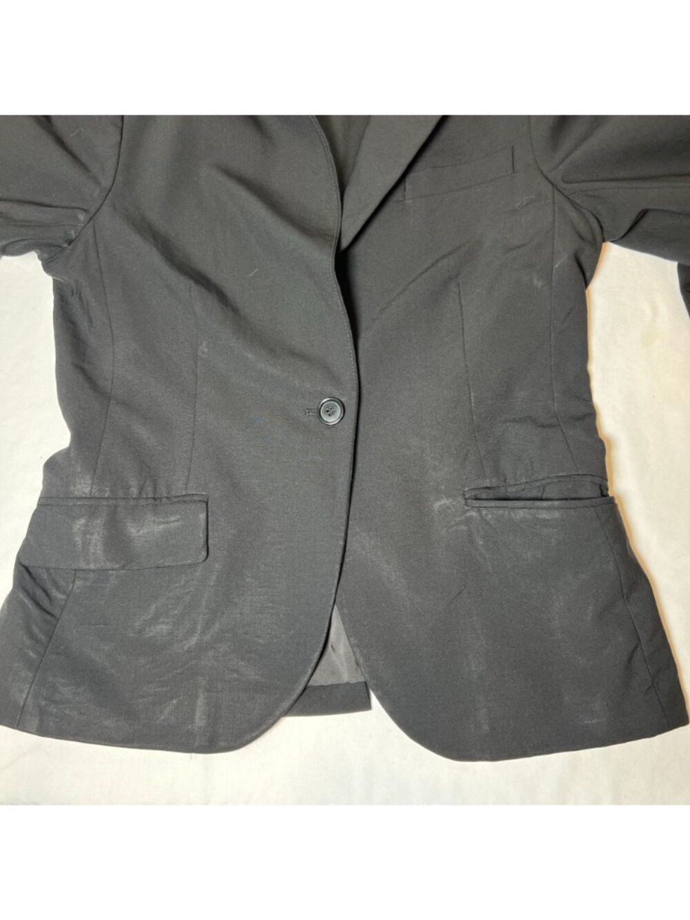 Theory Wool Stretch Blazer Single Button Black Fitted Structured Jacket Size 6 - Picture 8 of 12